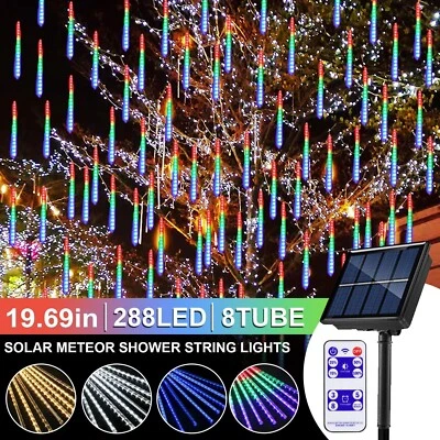 288 LED Solar Meteor Shower Rain String Lights Tree Garden Party Xmas Outdoor - Image 1 of 4