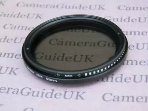 52mm Neutral Density Fader Variable Lens Filter ND2 to ND400 for Canon Nikon - Picture 1 of 5