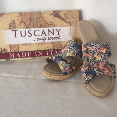 Toscana por Easy Street Arezzo Padrão Floral Slider Wedge 7.5W Novo com Etiqueta na Caixa - Imagem 1 de 4