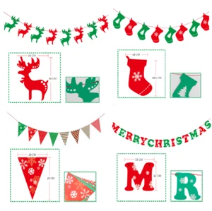 CHRISTMAS Strung Party Banner Bunting Decoration Snowflake Stars Reindeer Sock - Picture 1 of 12