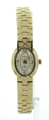 Reloj de mujer Petit Elgin elegante ovalado tono dorado pulsera de eslabones analógico corte dimond Foto 1 de 4