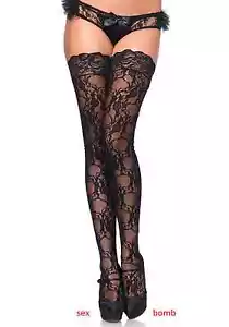 BLACK Flower Lace SELF-REGENT Silicone Underwear Sexy GLAMOUR Socks! - Picture 1 of 1
