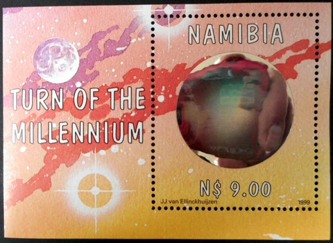 1999 NAMIBIA HOLOGRAM STAMPS SOUVENIR SHEET MILLENNIUM GLOBE EARTH PLANET Cover
