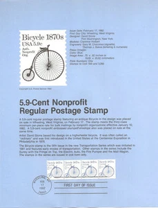 #8207 5.9c Bicycle Coil Stamp - Scott #1901  USPS Souvenir Page - Picture 1 of 1