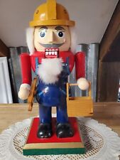 14.5"  Carpenter Wooden Nutcracker With Tool Box, Hard Hat, and Ladder