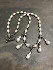 16", collier vintage argent sterling 925 avec perles perlées et fermeture à bascule