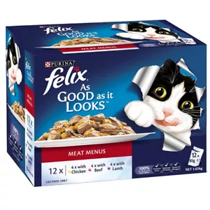 Felix Meat Menus Cat Food Chicken Beef Lamb 85g x 12 - Picture 1 of 1