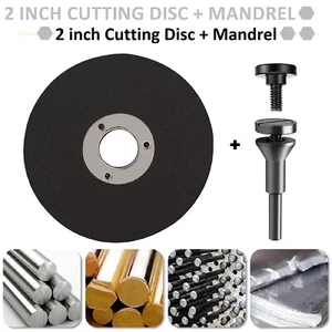 50mm 2" Resin Metal Cutting Disc 1/4" Shank Mandrel For Rotary Tool Die Grinder - Picture 1 of 12