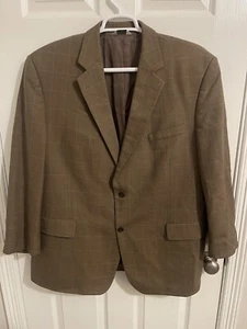 Joseph & Feiss Blue Brown Check Plaid lambs Wool Blazer Jacket 46R - Picture 1 of 13
