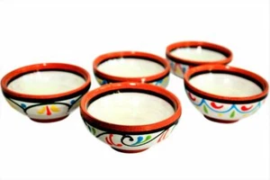 Terracotta White Mini-bowl Set of 5 - Hand Painted From Spain - Picture 1 of 7
