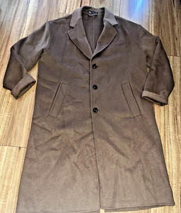 Zara Wool Blend Single Breast Overside Long Classic Coat Size L Will Fit 16-20 - Picture 1 of 12