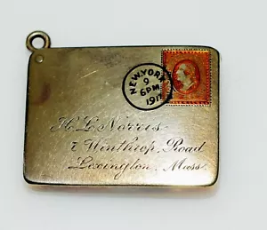 Vintage Gorham Stamp Box Envelope 14K Gold and Enamel Extremely Rare! c.1917 - Picture 1 of 6