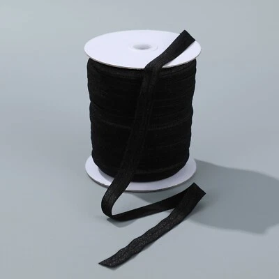 PARTY EARS 90 yards Elastic 1/2” Black Fold Over FOE for Headband Clothing Wholesale Roll