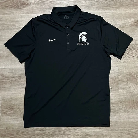 Michigan State Spartans Kinesiology Nike Dri Fit Polo Shirt Adult Large L Black Cover