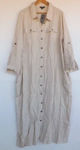 New Autograph Shirt Dress 22 Womens Maxi Beige Linen Blend Pockets Button Collar - Picture 1 of 11