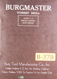 Burgmaster Turret Drill 2-A, Service Manual 1954 - Picture 1 of 1