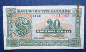 Griechenland 20 Drachmen Banknote 1940, ss++ - Bild 1 von 2