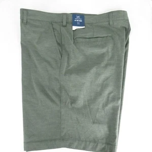 George Walking Shorts Green Heather At The Knee Stretch 44 W Flat Front UPF 30 - Picture 1 of 8