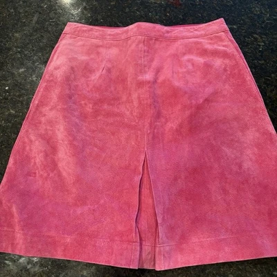 Vintage Lilly Pulitzer Pink Leather Suede Skirt Women's Size 6 - Image 1 of 4