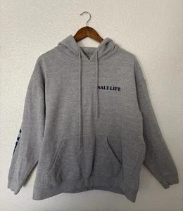 Salt Life Herren Hoodie Gr. L grau Langarm hinten Grafik Taschen Kordelzug - Bild 1 von 7
