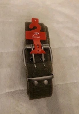 Cinturón de lona Rothco de doble punta, ojal militar de alta resistencia hebilla de cinturón de dos agujeros  Foto 1 de 4