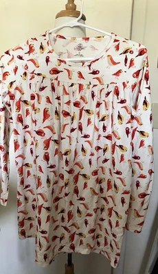 LANDS’ END GIRL’S DRESS - L 14 - Birds, long sleeves, 100% Cotton, Empire Waist - Image 1 of 3