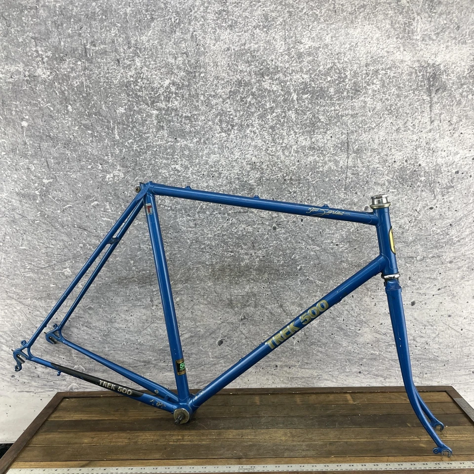 Cuadro de carretera Trek 500 vintage 57 cm Reynolds 501 acero azul EE. UU. con orugas 700c 126 mm Foto 1 de 4