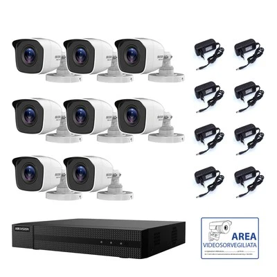 KIT VIDEOSORVEGLIANZA HIKVISION DVR 8 CANALI 8 TELECAMERE 4 MPX