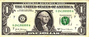 $1 2017A Fancy Serial G24199999A - Picture 1 of 1