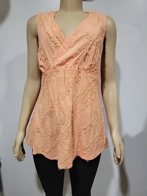 Blusa túnica Tianello talla M naranja algodón sin mangas #C Foto 1 de 4