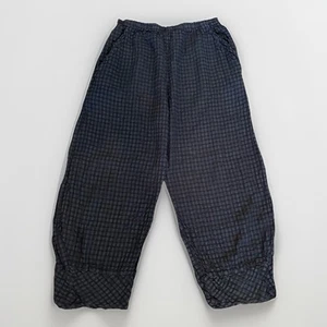 Niche Pucker Pants M Textured Pull On Lagenlook Artsy Banded Hem Airy - Picture 1 of 11
