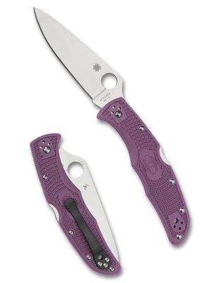 Spyderco Endura 4 Folding Knife C10FPPR Plain Edge VG-10 Blade Purple FRN Handle - Image 1 of 3