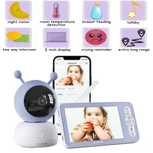 Babyphon con fotocamera 5"" 1080P HD video PTZ baby monitor con app mobile visione notturna - Foto 1 di 9