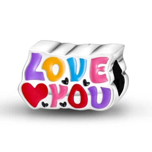 Love You Graffiti Herz Bead Charm Sterling Silber 925 - Bild 1 von 1