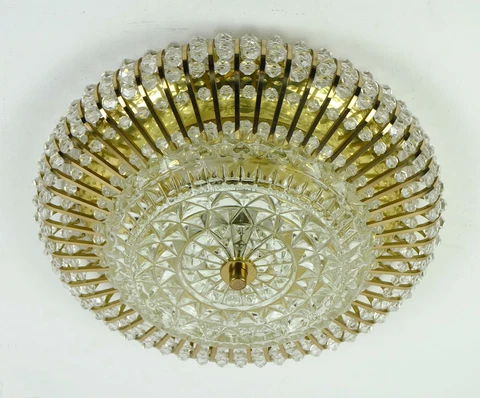1960s palwa CEILING LAMP ceiling fixture brass glass hollywood regency style Cover