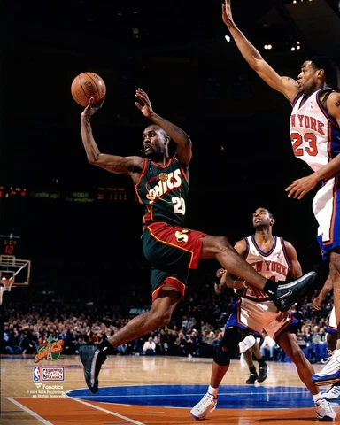 Gary Payton Seattle Supersonics Unsigned Hardwood Classics Drive & Pass Photo Cover