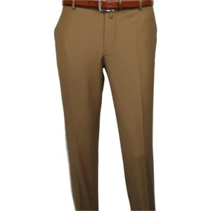 Pantaloni uomo MONO Turchia 100% lana tinta unita davanti slim fit 2502-10 cammello - Foto 1 di 12