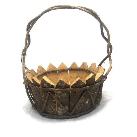 Rustic Birchwood Basket with vine handle Cover