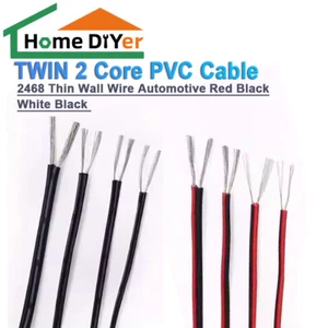 TWIN 2 Core PVC Cable 2468 Thin Wall Wire Automotive Red Black/White Black - Picture 1 of 11