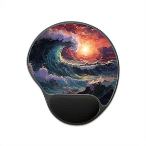 Waves Mouse Pad With Wrist Rest | Beach Lover Memory Foam Wrist Support Mousepad - Picture 1 of 5