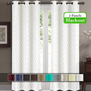 Cortinas y cortinas de sauce Jacquard de 42x120" con aislamiento térmico - Imagen 1 de 11