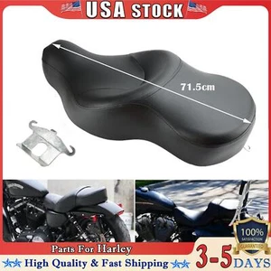 Leather Driver&Passenger Seat 2-up For Sportster XL883N XL1200N 04-18 Black F07 - Picture 1 of 17