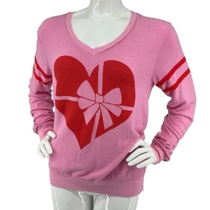 Wildfox Sweatshirt Top Womens Size M Pink w Heart & Bow Super Soft & Cuddly New - Picture 1 of 10
