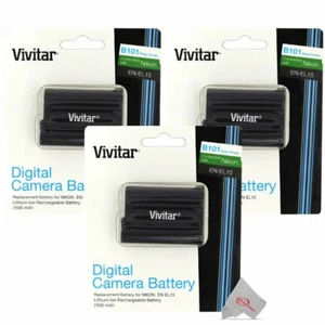 3x Vivitar Nikon EN-EL15 Replacement Battery for Nikon Z5 Z6 Z7 D500 D750 Camera - Picture 1 of 3