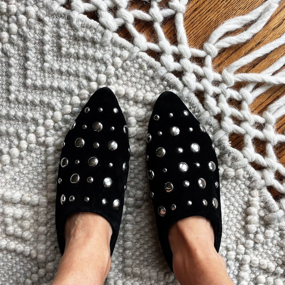 • Urban Outfitters Studded Suede Babouche Shoes • - Image 1 of 4