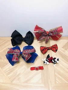 Bow lot of 6 bows Black Red  Mix Sizes Styles Elegant Girls PREOWNED - Picture 1 of 11