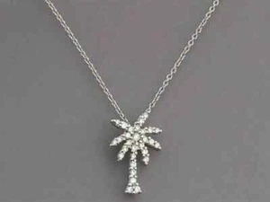 1.00Ct Round Cut Lab Created Diamond Palm Tree Pendant 14K White Gold Plated - Picture 1 of 6