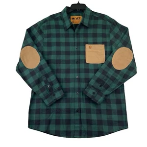 YETI Flanellhemd Herren Gr. XL grün schwarz kariert Ellenbogenschützer Langarm Knopfleiste - Bild 1 von 11