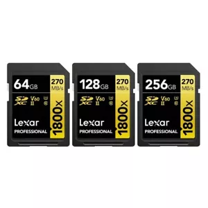 Lexar Professional 1800x 64GB 128GB 256GB UHS-II U3 V60 SDHC SDXC SD Memory Card - Picture 1 of 19