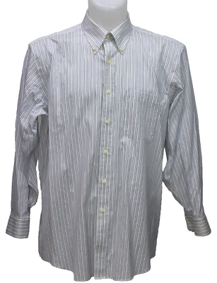 Kirkland Signature Button Up Shirt Non-Iron Long Sleeve Stripes Size 17-32/33 XL - Image 1 of 4